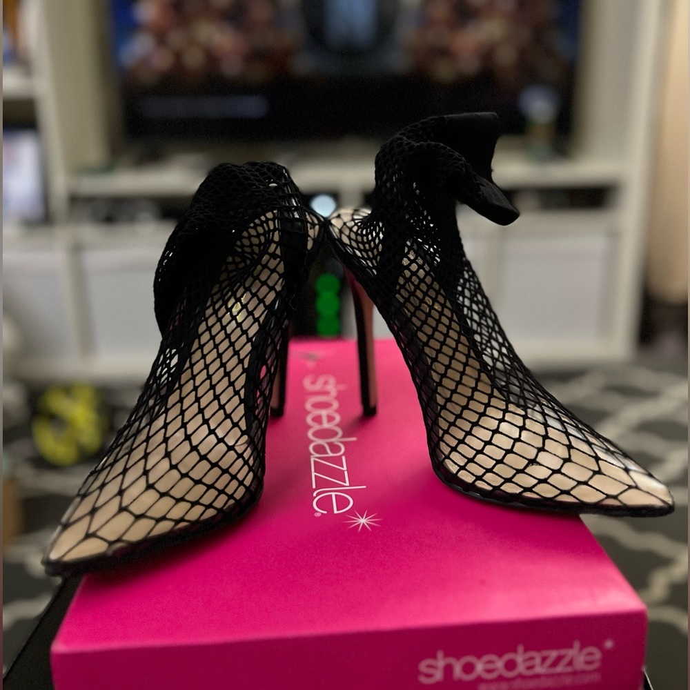 Kiko Fishnet Heels Black Size 5.5 Womens